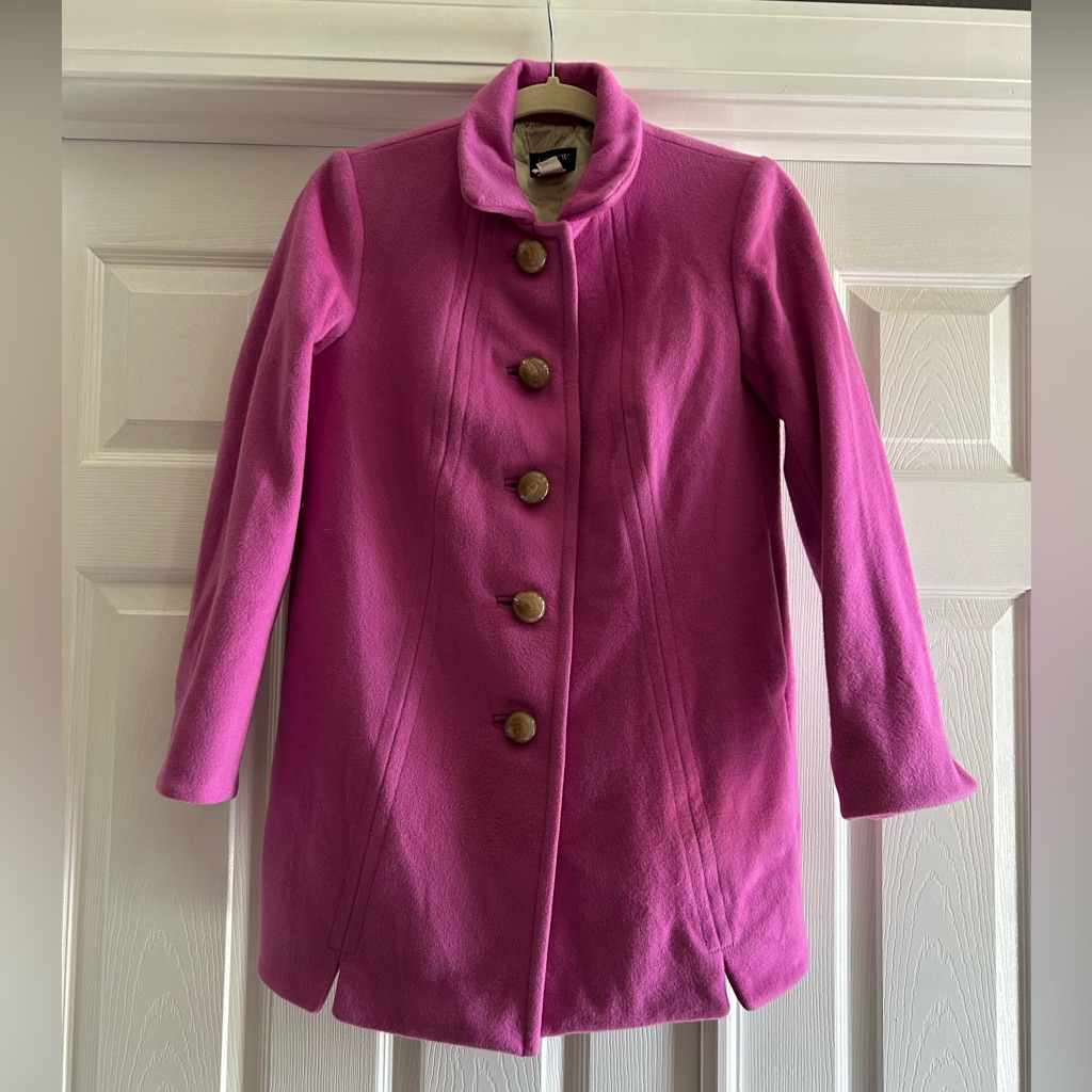 J Crew 100% Wool Women's Pink Coat